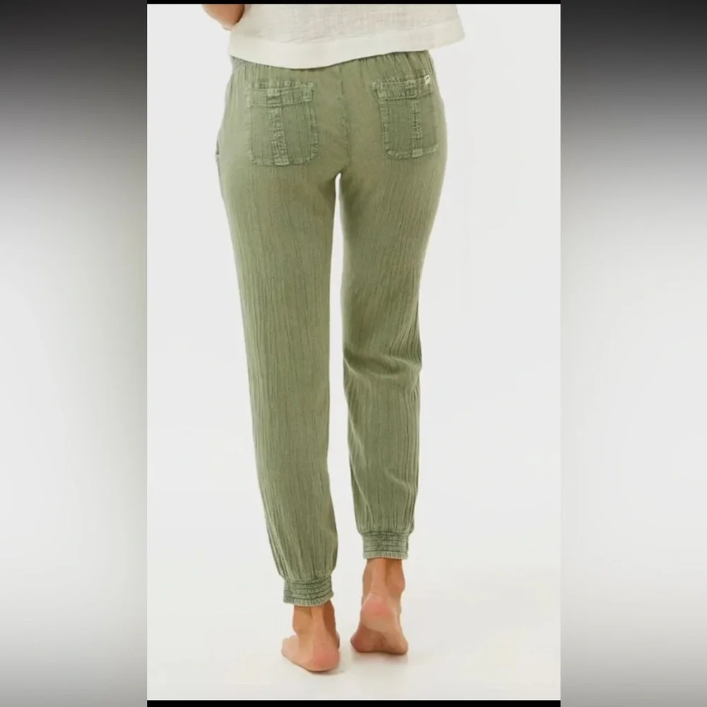 Rip Curl Classic Surf Pants Jogger Cotton Drawstring Beach Green Size Large NWT - Picture 2 of 2